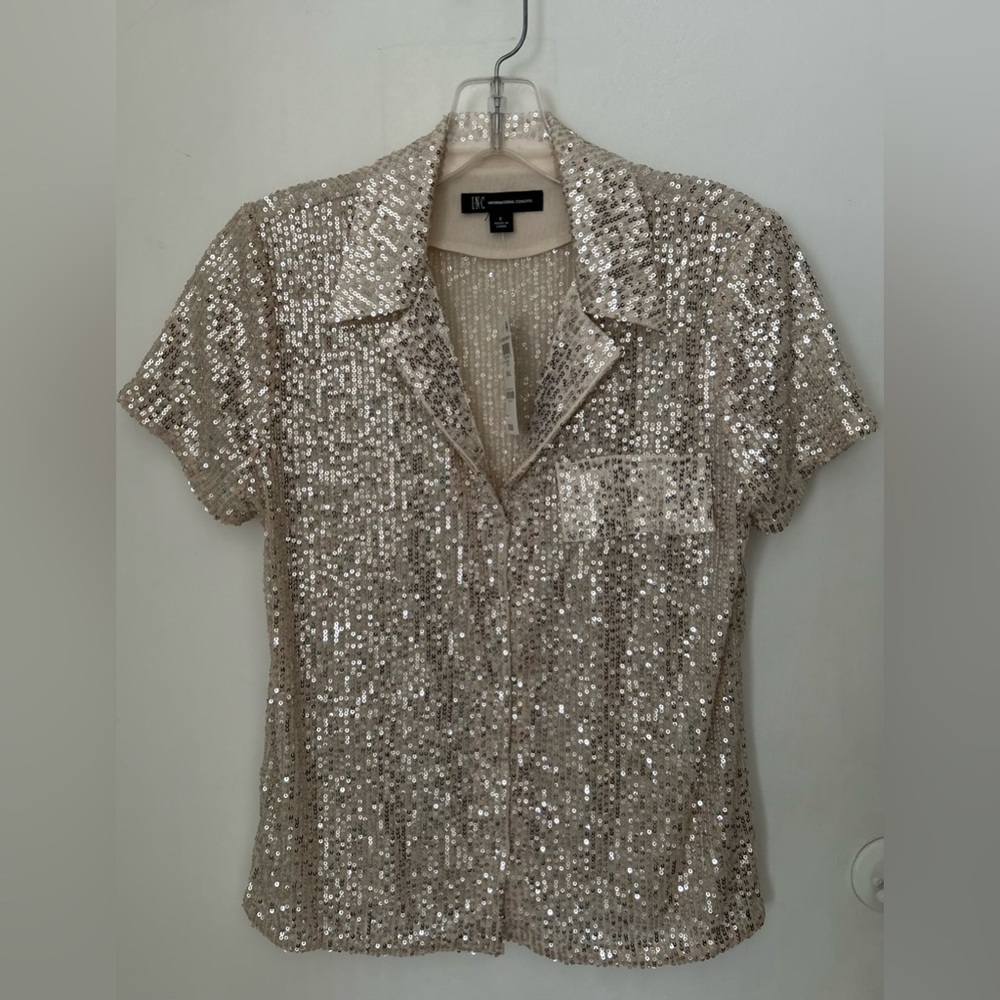 NWT INC Sequined Shirt in Size S